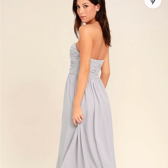 Lulu’s All Afloat Light Grey Strapless Maxi Dress Size Medium - Picture 5 of 11